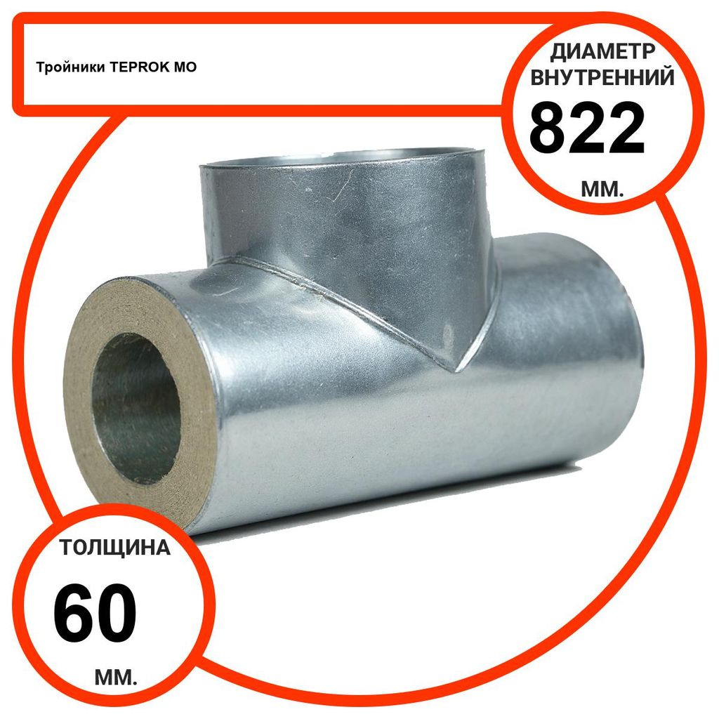 Тройник базальтовый D822-T60 MO-100 в оцинкованной окожушке толщиной 0,55мм