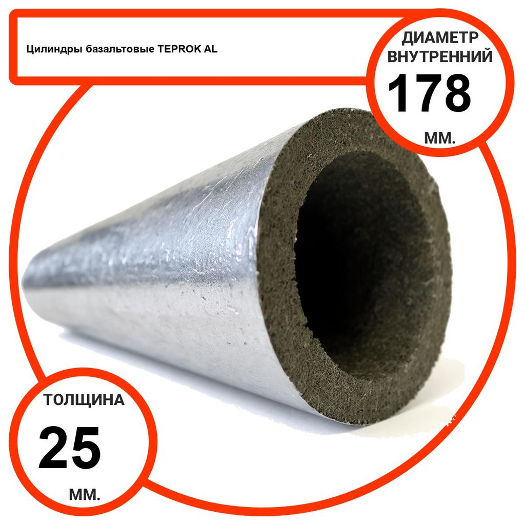 Цилиндр базальтовый D178-T25 AL-100 кашированные алюминиевой фольгой