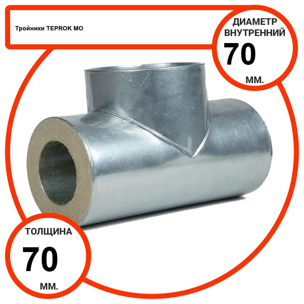 Тройник базальтовый D70-T70 MO-100 в оцинкованной окожушке толщиной 0,55мм