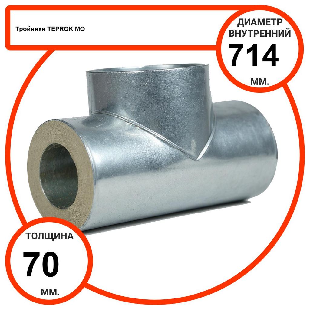 Тройник базальтовый D714-T70 MO-100 в оцинкованной окожушке толщиной 0,55мм