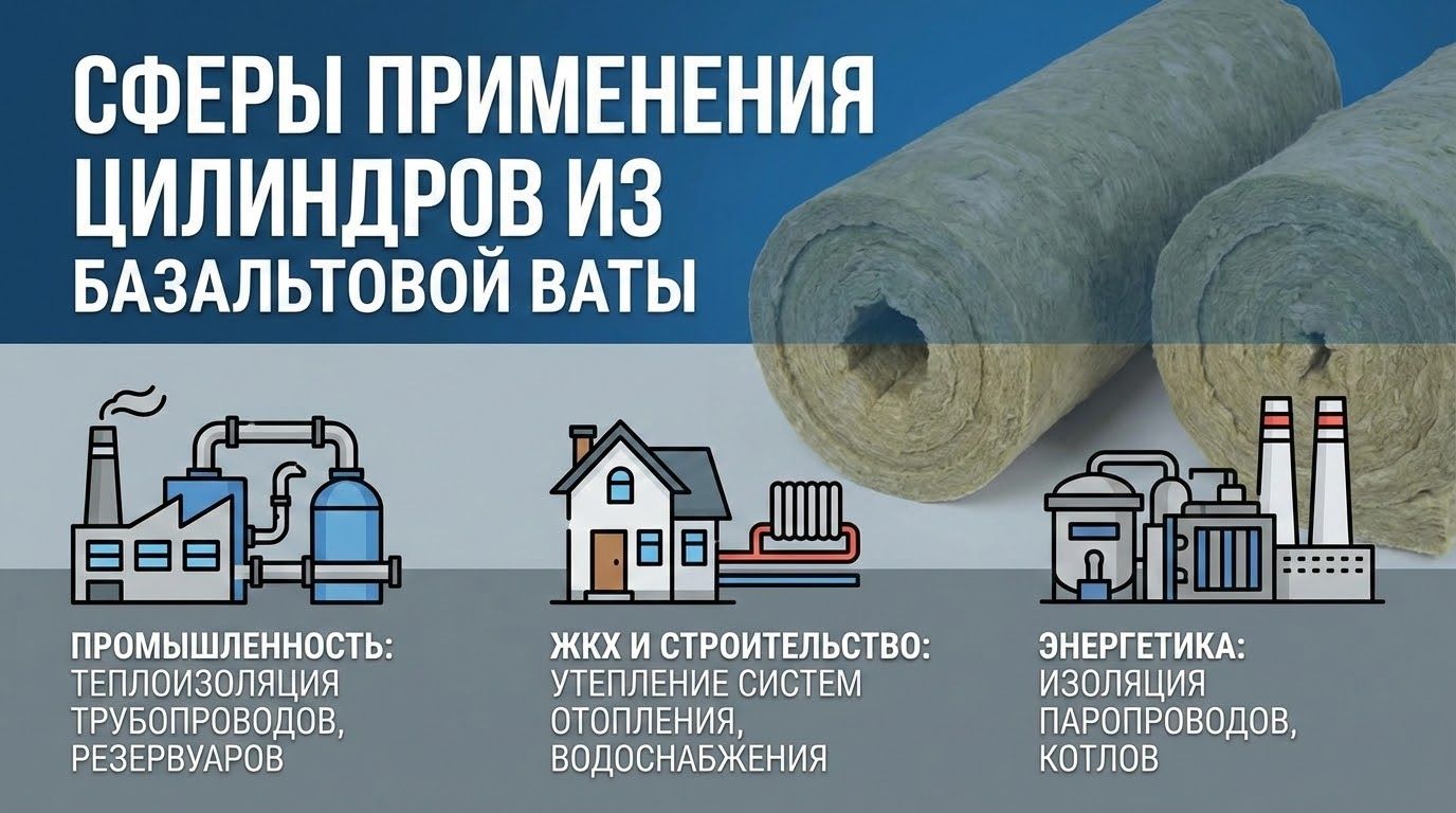 Сферы применения цилиндров из базальтовой ваты