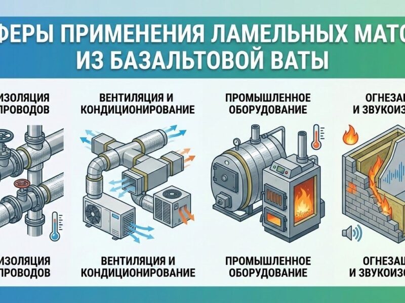 Сферы применения ламельных матов из базальтовой ваты